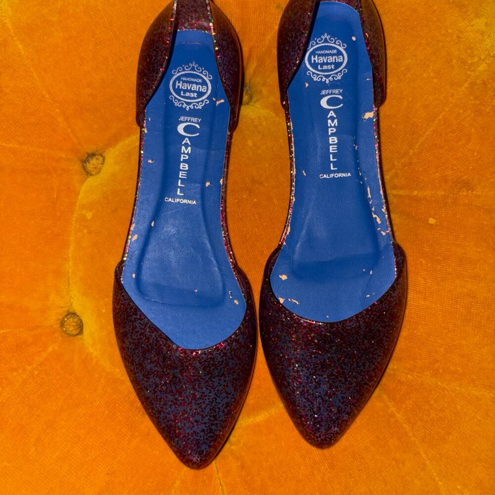 Jeffrey Campbell Havana Pink Glitter Jelly D’Orsay Pointed Toe Flats size 9